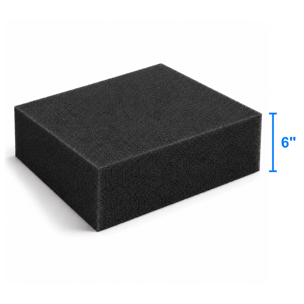 Carbon Dark foam sheet measured thickness 6 inch