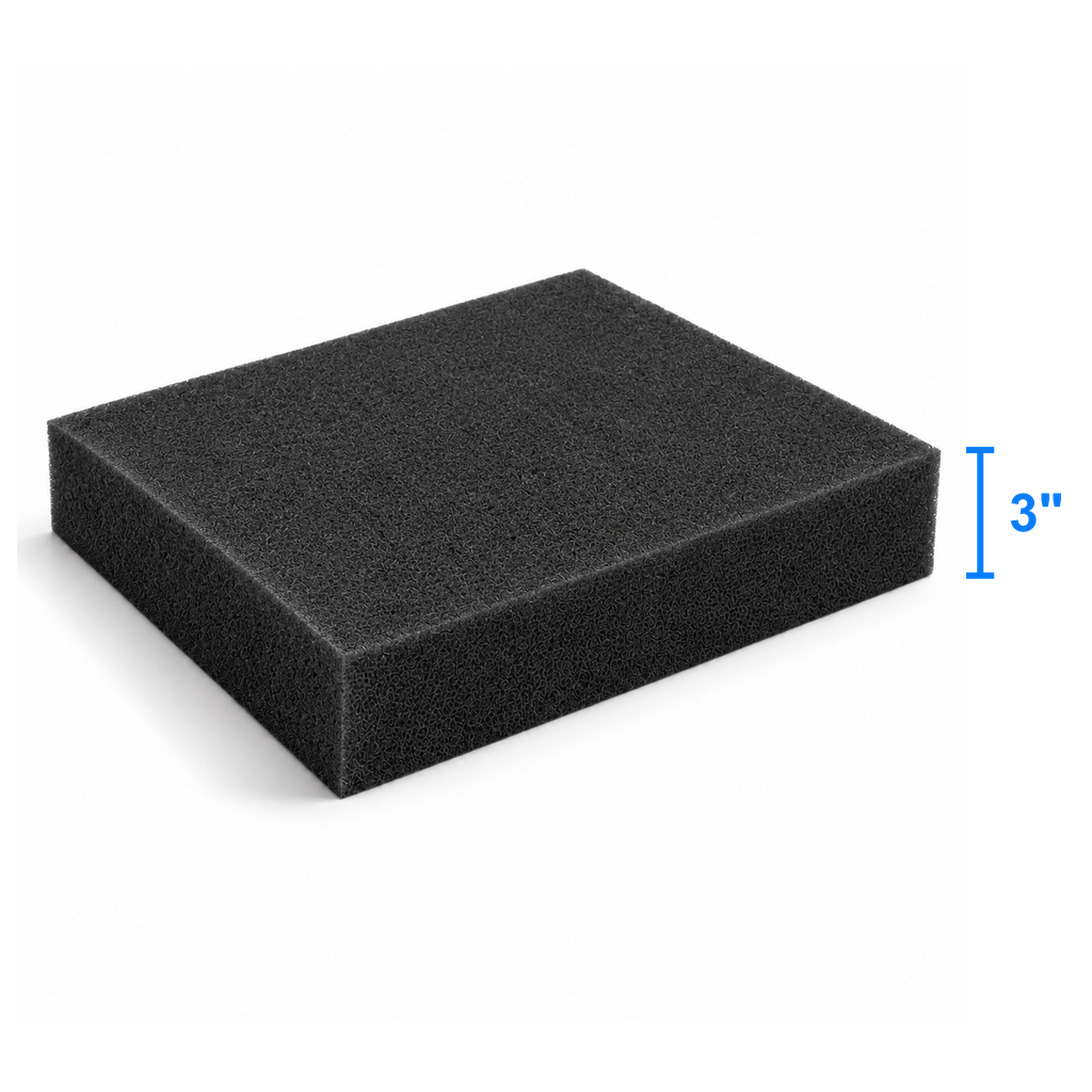 Carbon Dark foam sheet measured thickness 3 inch