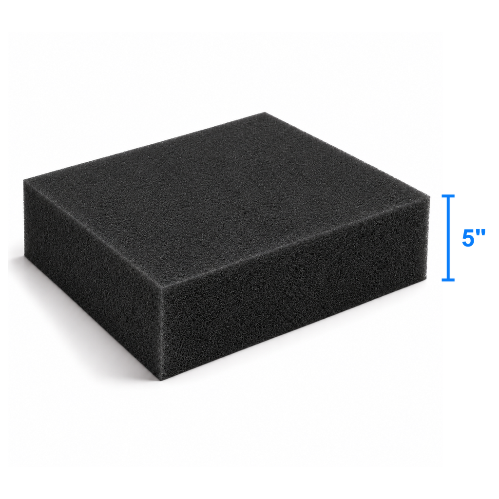 Carbon Dark foam sheet measured thickness 5 inch