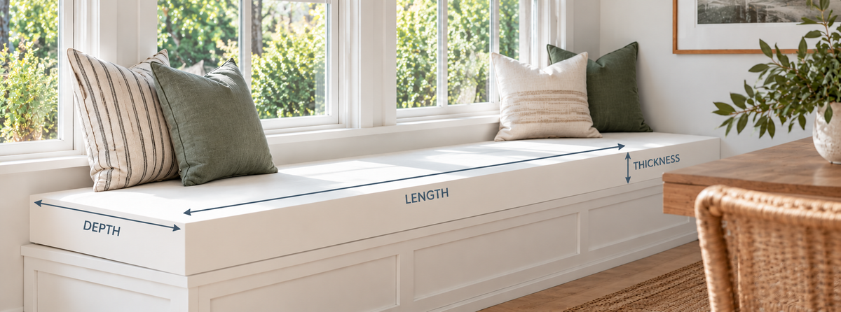 Measuring dimensions for a custom bench cushion